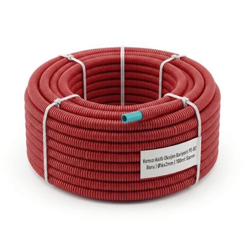 Kalde PE-RT Boru 16x2 mm Oksijen Bariyerli Kırmızı