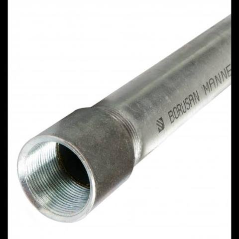 Borusan Mannesmann Dişli Manşonlu Galvaniz Boru 1 1/2"